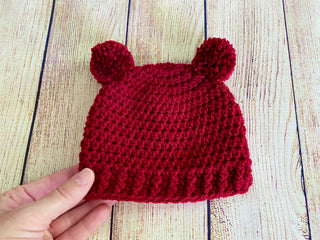 Red wine mini pom pom hat