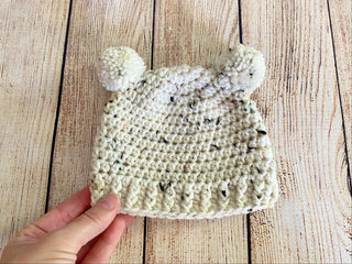 Oatmeal mini pom pom hat