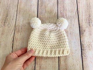 Ivory cream mini pom pom hat