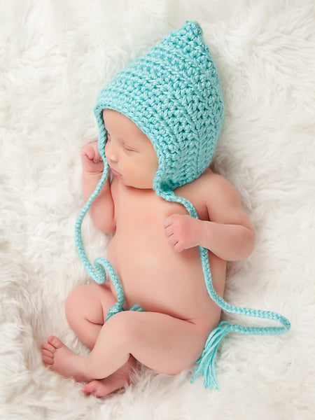 Robin's Egg Blue Pixie Elf Baby Hat by Two Seaside Babes