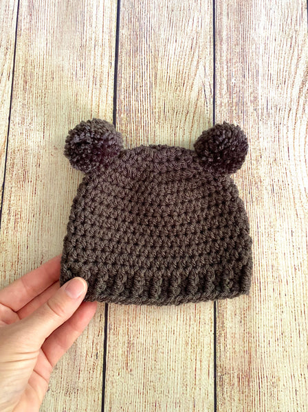 Charcoal gray mini pom pom hat by Two Seaside Babes