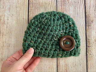 Green marble button beanie baby hat