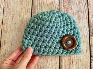 Seafoam marble button beanie baby hat