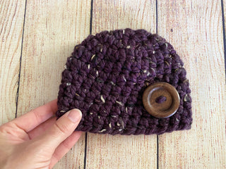 Purple marble button beanie baby hat