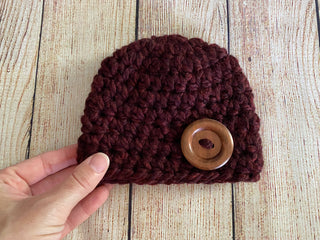 Red wine button beanie baby hat