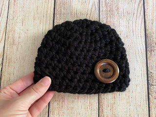 Black button beanie baby hat