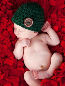 Evergreen pine button beanie baby hat by Two Seaside Babes