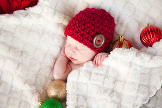 Cranberry red button beanie baby hat