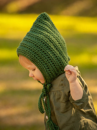 Sage green pixie elf hat by Two Seaside Babes