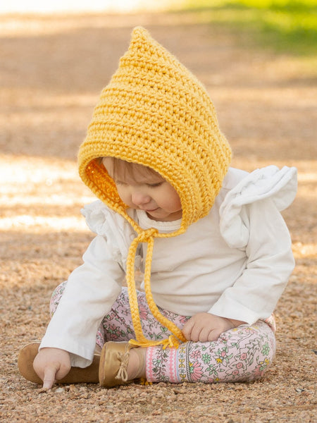 Golden yellow pixie elf hat by Two Seaside Babes