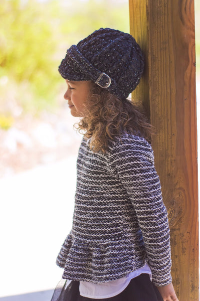 4T to Preteen Kids Charcoal Sparkle Buckle Beanie