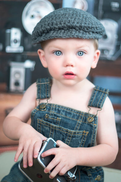 2T to 4T Charcoal Gray | Irish wool Donegal newsboy hat, flat cap, golf hat | newborn, baby, toddler, boy, & men's sizes