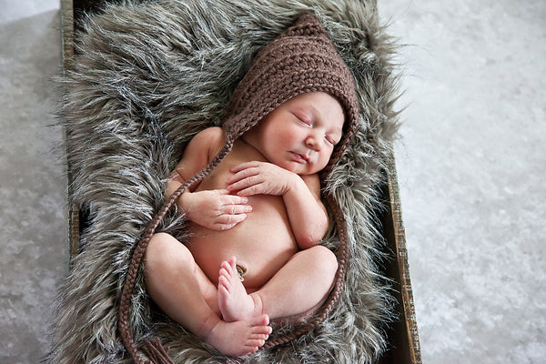 Taupe Pixie Elf Baby Hat