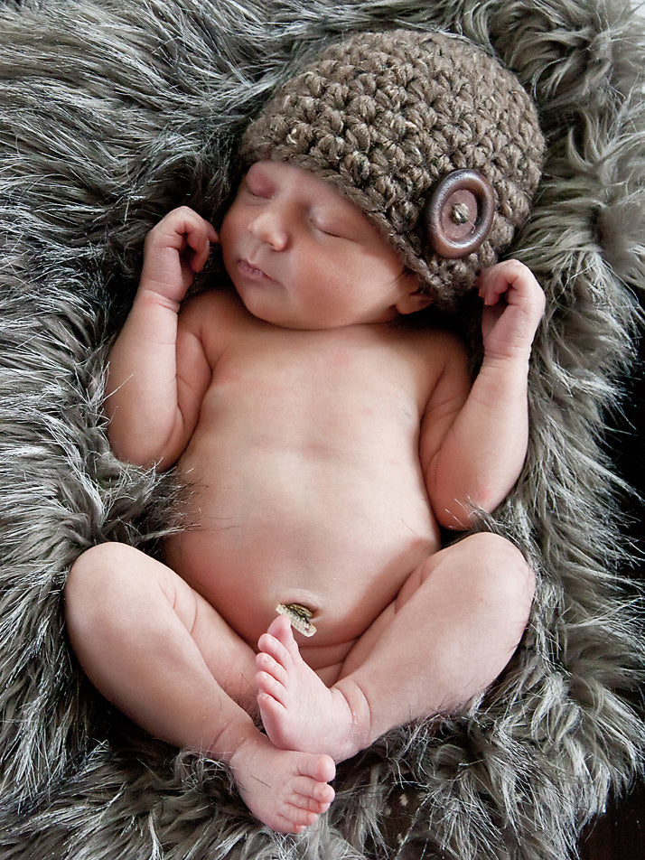 Barn wood brown button beanie baby hat by Two Seaside Babes
