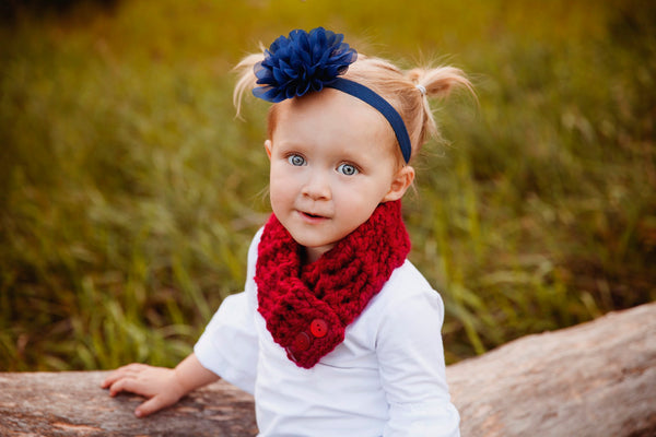 1T to 4T Toddler Cranberry Red Button Scarf