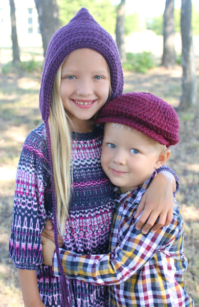 Dark purple pixie elf hat