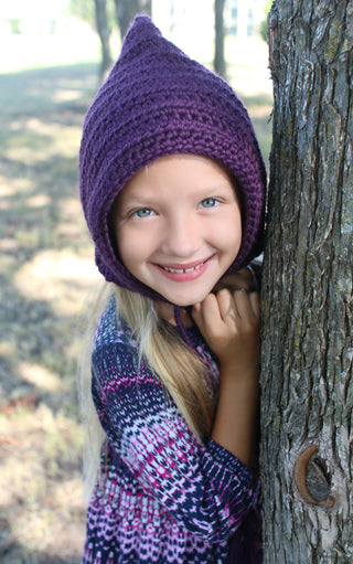 Dark purple pixie elf hat