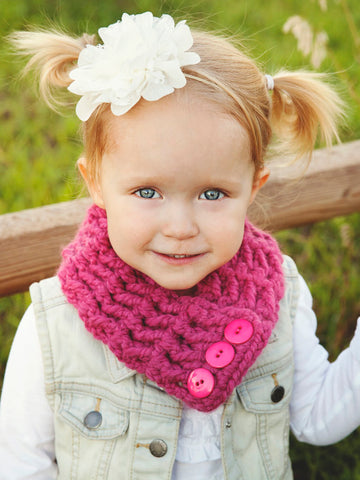 1T to 4T Toddler Raspberry Pink Button Scarf by Two Seaside Babes