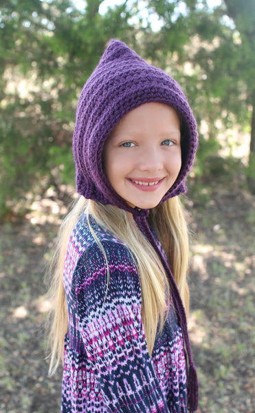 Dark purple pixie elf hat
