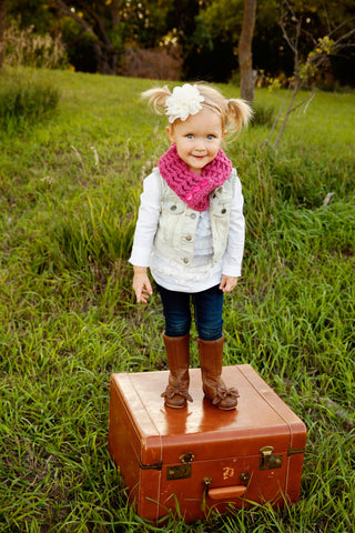 1T to 4T Toddler Raspberry Pink Button Scarf