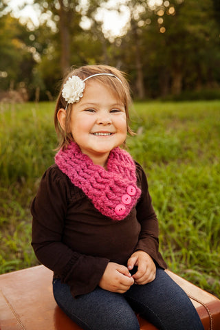 1T to 4T Toddler Raspberry Pink Button Scarf