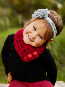 1T to 4T Toddler Cranberry Red Button Scarf by Two Seaside Babes