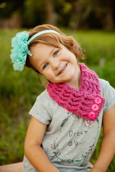 1T to 4T Toddler Raspberry Pink Button Scarf