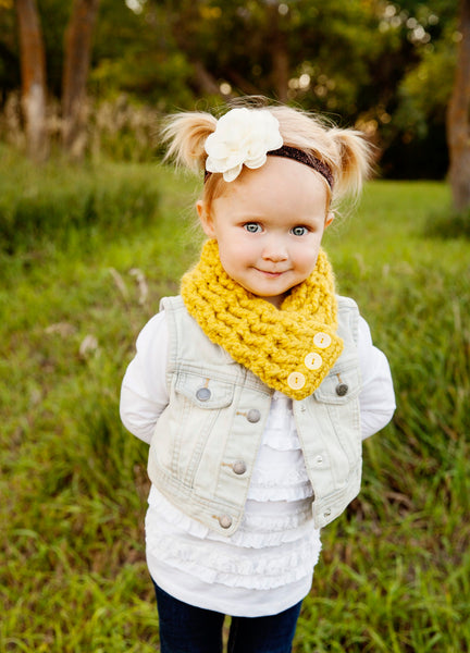 Yellow citron button scarf