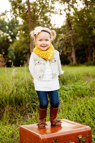 Yellow citron button scarf