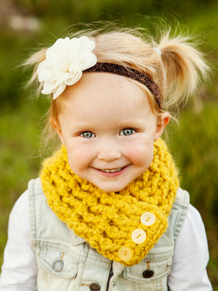 Yellow citron button scarf by Two Seaside Babes