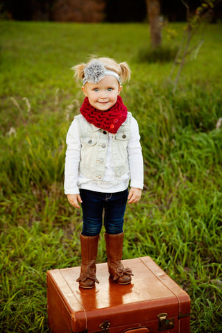 1T to 4T Toddler Cranberry Red Button Scarf