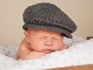 Newborn Charcoal Gray | Irish wool Donegal newsboy hat, flat cap, golf hat | baby, toddler, boy, & men's sizes