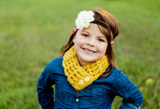 Yellow citron button scarf