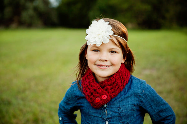 1T to 4T Toddler Cranberry Red Button Scarf