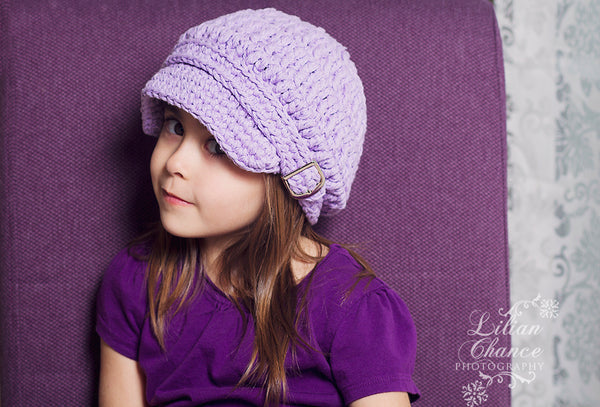 2T to 4T Lavender Buckle Newsboy Cap