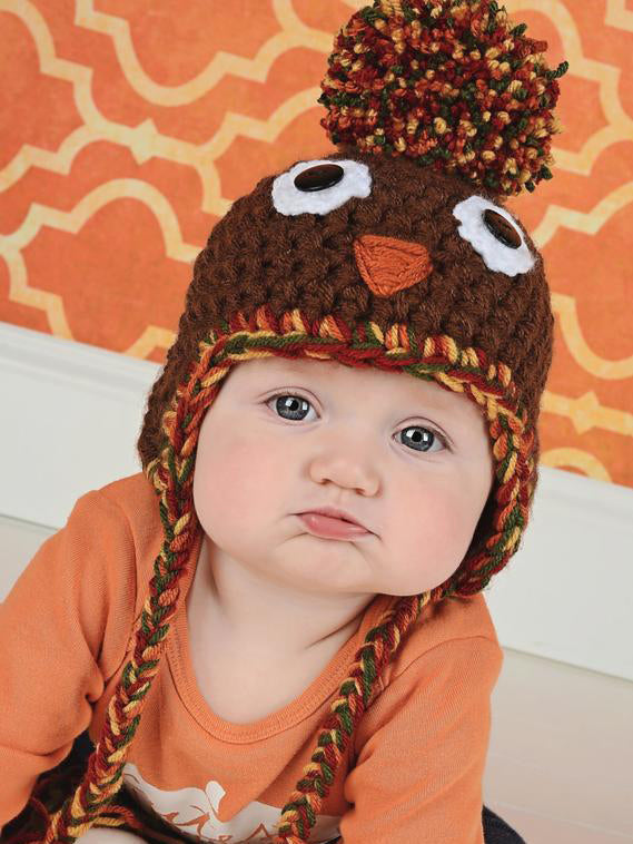 6 to 9 Month Turkey pom pom Thanksgiving Day hat | newborn, baby, toddler, child, & adult sizes by Two Seaside Babes