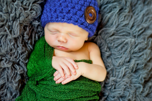 Cobalt blue button beanie baby hat