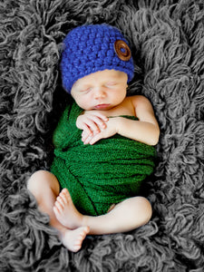 Cobalt blue button beanie baby hat by Two Seaside Babes