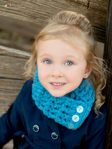 1T to 4T Toddler Cornflower Blue Button Scarf by Two Seaside Babes