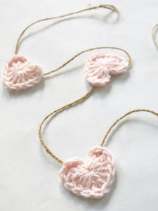 Pale pink Valentine's Day heart farmhouse garland by Two Seaside Babes