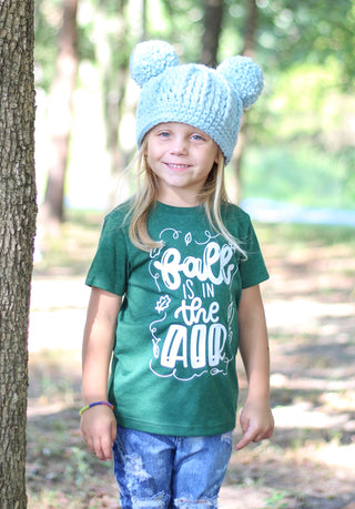Sky blue double pom beanie winter hat