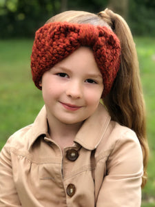 Pumpkin spice knotted bow winter headband by Two Seaside Babes