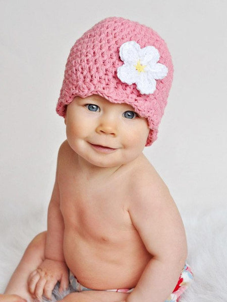 Pink flapper beanie hat | 34 flower colors available