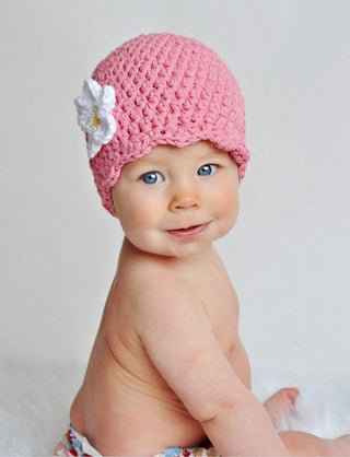 Pink flapper beanie hat | 40 flower colors available