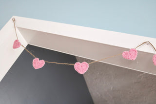 Pink Valentine's Day heart farmhouse garland