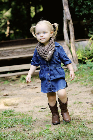 1T to 4T Toddler Barn Wood Brown Button Scarf