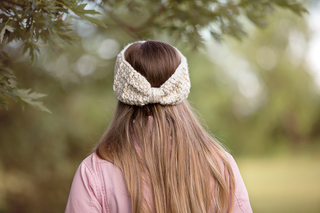 Cream sparkle knotted bow winter headband