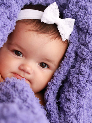 Purple grape soft and fluffy crochet baby blanket by Two Seaside Babes