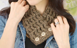 Adult Barn Wood Brown Button Scarf