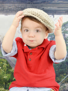 1T to 2T Tan & Cream | Irish wool Donegal newsboy hat, flat cap, golf hat | newborn, baby, toddler, boy, & men's sizes by Two Seaside Babes